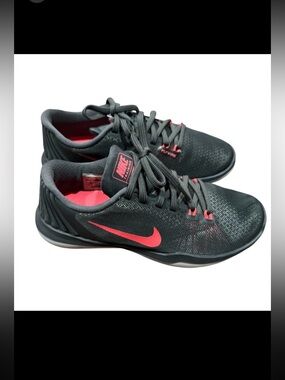 NIKE Flex Supreme TR-5 Women's Dark Gray Pink White Shoes Size 6